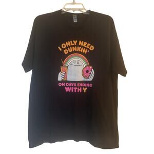 GUC Gildan Dunkin' Donuts Black T Shirt Short Sleeve Graphic Size Large